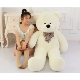 Resim Sole Dev 120 cm Beyaz Peluş Ayı (Aynı Renk Fermuarlı) 