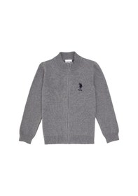 Resim U.S. Polo Assn. Erkek Çocuk Gri Melanj Fermuarlı Triko Hırka 50295560-VR086 