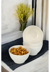 Resim Digithome 4'lü Porselen Çerezlik Sunum Kase Seti 10 Cm Sade Krem - Tl4037423 C320.003 