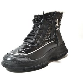 Resim Gamelu Bowl Siyah Kürklü Kaymaz Taban Kadın Kar Bot Siyah 