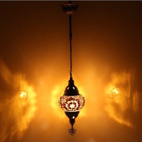 Resim Dekoratif Otantik Mozaik Lamba Tekli Sarkıt Tavan Lambası model 4 