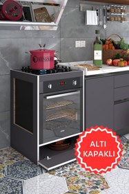 Resim Kenzlife Ankastre Modülü Kabini Vanadyum3 Gri Fırın Ocak Dolabı Kapaklı 