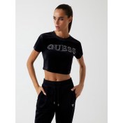 Resim Guess Kadife Kadın Crop T-shirt V3BI01K0232 (V3BI01K0232) 
