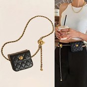 Resim Kadınlar İçin Vintage Altın Tonlu Bel Çantası - Ayarlanabilir Zincirli, Günlük ve Resmi Etkinlikler için Kompakt Cüzdan, PU Malzeme Siyah/Pembe - Zincir Askılı Bel Zinciri Çanta, Mini El Çantası, Çok Amaçlı Retro Moda, Dayanıklı Yapım, Küçük Aksesuar Tutkunları İçin 