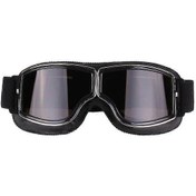 Resim Retro Stil Harley Motosiklet Gözlüğü, Açık Hava Rüzgar Geçirmez Arazi Gözlüğü Siyah+gri 