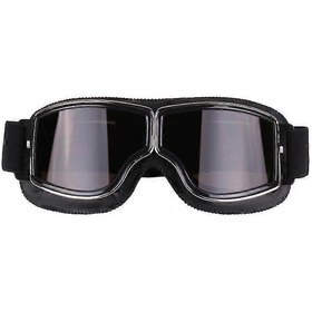 Resim Retro Stil Harley Motosiklet Gözlüğü, Açık Hava Rüzgar Geçirmez Arazi Gözlüğü Siyah+gri 