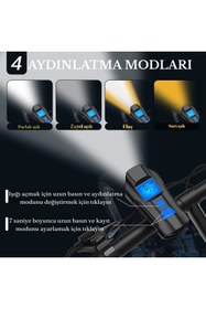 Resim GreaTech Şarjlı Bisiklet LCD Hız Göstergesi Su Geçirmez Led ışık KM Ekran Kronometre Bisiklet Kornası feneri 