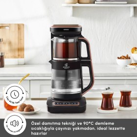 Resim Karaca Robotea Pro Connect 4 in 1 Konuşan Cam Çay Makinesi Rosegold 