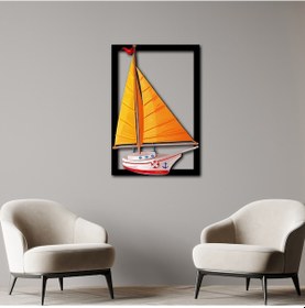 Resim Sarı Yelkenli Metal Tablo Çerçeveli Tasarım 