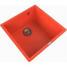 Resim Polex Cristalüx Granit Evye P-X40 Turuncu Tezgah Altı Ve Tezgah Üstü Kare Mutfak Evyesi 53.8x44 CM 