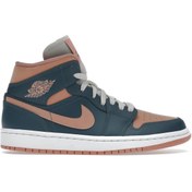 Resim Nike Air Jordan 1 Mid Dark Teal Green Bq6472-308 Kadın Spor Ayakkabı 