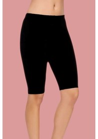 Resim Likralı Modal Elastan Diz Üstü Tayt SiYAH 