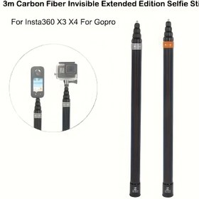 Resim 3m Karbon Fiber Uzatılabilir Selfie Çubuğu - 11/10, DJI Osmo Action 2/Pro, Insta360 X3/X4 için Görünmez Hafif Tasarım - Mikrofonlar & Kameralar ile Uyumlu - Pil Gerektirmez, Aksiyon Kamera Aksesuarı, Şık Genişletilebilir Direk, Dayanıklı Yapı, Eller Serbest Kayıt, Kompakt Aksesuar, Sağlam Uzantı, Film Çekme Aracı, İçerik Yaratıcıları 