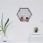 Resim Wessdizayn Altıgen Metal Duvar Rafı Kafes Telli Dekoratif Çiçeklik Wd-09 
