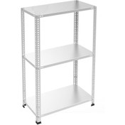 Resim RafBurada 3 Katlı Galvaniz Çelik Raf - Depo, Arşiv, Kiler, Dosya, Market Rafı 31x60 Cm-100 Cm-1.00 Mm 