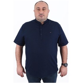 Resim Moc Grande Büyük Beden Erkek Gömlek Hakim Yaka Kısa Kol Lacivert 22309-9 