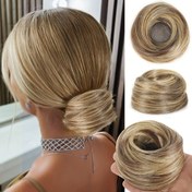 Resim Şık Sentetik Donut Saç Topuzu - Kadınlar için Düz Chignon At Kuyruğu Uzatması Elastik Bantlı, Siyah veya Sarı Renkte Çok Yönlü Topuz Saç Modeli 
