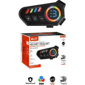 Resim Rgb Işıklı Su Geçirmez Ipx8 Bluetooth V5.4 Interkom Motosiklet Kask Kulaklık Interkom S-35 