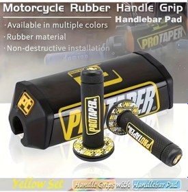 Resim Chuangyinshop Siyah Ve Sarı Kollu + Sarı Göğüs Koruyucu Rugged Design Dayanıklı 1-1/8 Handlebar Grips Ktm Honda Yamaha Motosikletler İçin 