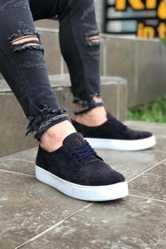 Resim KN Fashion Mp077 Bt Bağcıklı Süet Ortopedik Yüksek/kalın Taban Erkek Sneaker Lacivert 