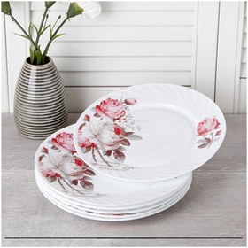 Resim Elista Opal Servis Tabak Rose Desen 25.3 Cm 6 Adet 