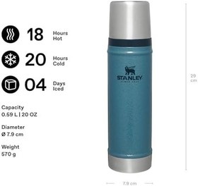 Resim STANLEY Classic Legendary Vakumlu Termos 0.60 Litre - Mavi (Hammertone Lake) | Paslanmaz Çelik 