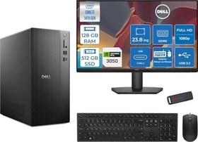 Resim Dell Tower ECT1250 Intel® Core™ İ7-14700 128GB Ddr5 512GB SSD 6GB/RTX3050 Freedos +23.8" Monitör Tower Masaüstü Bilgisayar 24RPLSR00723F37+ZETTAUSBBELLEK 