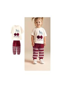 Resim My Kids Wear Renkli Desenli Çocuk Alt Üst Takım Ekru 