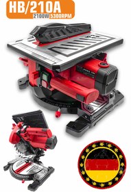 Resim Lieber German Makstar 1100 Watt 210 Mm Bakır Sargılı Motor Alttan Üstten Tablalı Tezgah Üstü Gönye Kesme Makinesi 