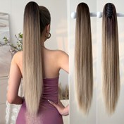 Resim 66.04cm Isıya Dayanıklı Sentetik Saç Yama - Ombre Renkli Kahverengiden Sarışına Geçiş, Düz Uzun Saç Uzatma, Kadınlar İçin Günlük Kullanım ve Özel Günler, Tüm Etnik Gruplara Uygun, Çok Amaçlı Saç Aksesuarı, Pürüzsüz Dokulu Saç Parçası 