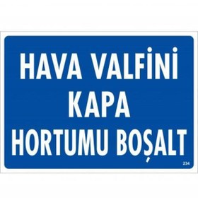 Resim SOLFEJ MIX Hava Valfini Kapa Hortumu Boşalt Uyarı Levhası 25x35 KOD:234 