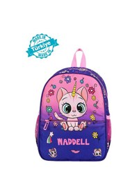 Resim Waddell Lisanslı Kedi Desenli Mor Anaokul Kreş Sırt Çantası 