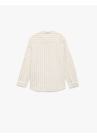 Resim Koton Pamuklu Uzun Kollu Hakim Yaka Çizgili Gömlek Beyaz Çizgili 6skb60050tw Beyaz 