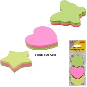 Resim Yapışkanlı Not Kağıdı Mini Şekilli 3'lü Set 3 Renk X 25 Adet 