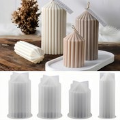 Resim 4 adet/takım Çizgili Silindir Mum Silikon Kalıp, 3D Şerit Estetik Kabartmalı Geometrik Soyut Tasarım, El Yapımı Sabun ve Kalıplar 
