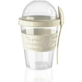 Resim Pazariz Kapaklı Kaşıklı Hazırla ve Çık Meyveli Yoğurt Kabı Beyaz 