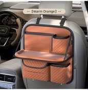 Resim Xuweiwei Universal Araç Koltuğu Askılı Çanta Warm Orange Çok Bölmeli Mesh Cepli Yemek Masalı 