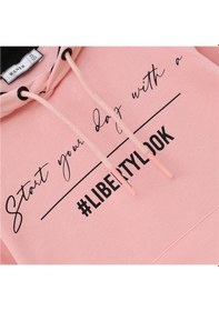 Resim Wanex Kız Çocuk Uzun Kol Kalın Kapüşonlu Sweatshirt - 31606 Koyu Pembe 