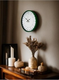 Resim 36 Cm Yeşil 24 Saat Göstergeli Özel Tasarım Duvar Saati Çok Renkli 