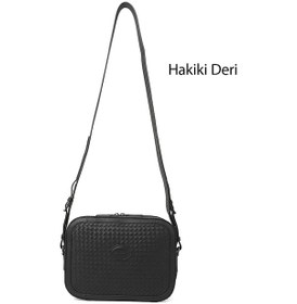 Resim Gönderi R Siyah Hakiki Deri Hasır Örgü Uzun Askılı Omuz Çantası Siyah 