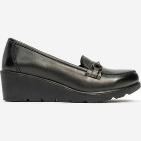 Resim Kadın Dolgu Topuk Comfort Ayakkabı Gerçek Deri Br 44300 Siyah Null Siyah 