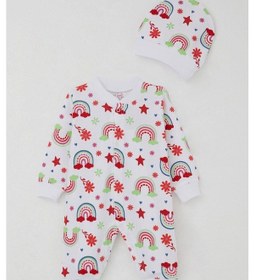 Resim Breeze Kız Bebek Tulum Gökkuşağı Masalı Çiçek Desenli 0-6 Ay, Beyaz Beyaz 
