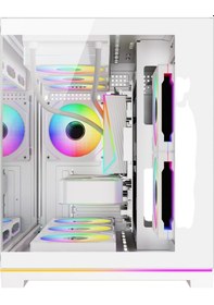 Resim Orion Neon 6x Argb Fan Kumanda Ve Kontrolcü Micro Atx Boş Bilgisayar Kasası Beyaz 
