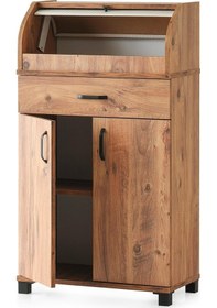 Resim Ahşap Dolaplı Çekmeceli Mutfak Kiler Dolabı Büyük Ekmeklik Çam 