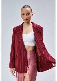 Resim Kadın Taş İşlemeli Regular Vatkalı Blazer Ceket Bordo 