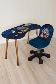 Resim Popcorn Kids Mavi Gezegenler Özel Kumaş Sandalye 