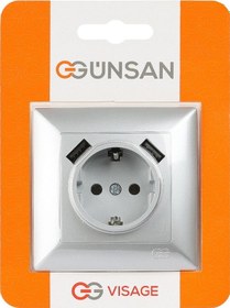 Resim Visage 2 Usb Çıkışlı Çocuk Korumalı Topraklı Priz, 5v, 2.4a, Gümüş 