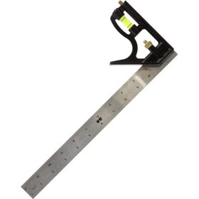 Resim Badem10 Dw Ayarlanabilir Su Terazili Gönye 30CM 45-90° Marangoz Açı Ölçer 