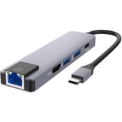 Resim Genel Markalar 5 Port Usb Hub 3.0 Type C To Ethernet Adaptör Çoklayıcı Çoğaltıcı 