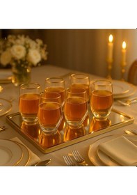 Resim Kristal Su Bardak Altın Yaldızlı 360 Ml 6 Adet Altın 